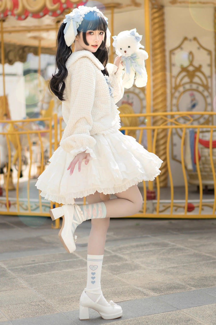 Lolita Dress - White/blue Doll Collar, 2 Colors, Sweet Style, Ruffled - additional product view 3
