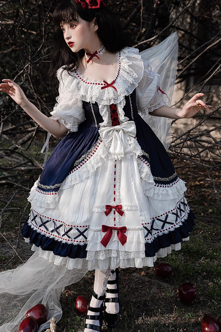 Lolita Dress - White/blue Gorgeous White Snow, 2 Colors, Ruffled, Layered, Sweet Style - additional product view 2