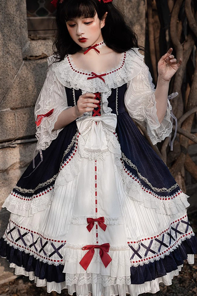 Lolita Dress - White/blue Gorgeous White Snow, 2 Colors, Ruffled, Layered, Sweet Style - additional product view 3