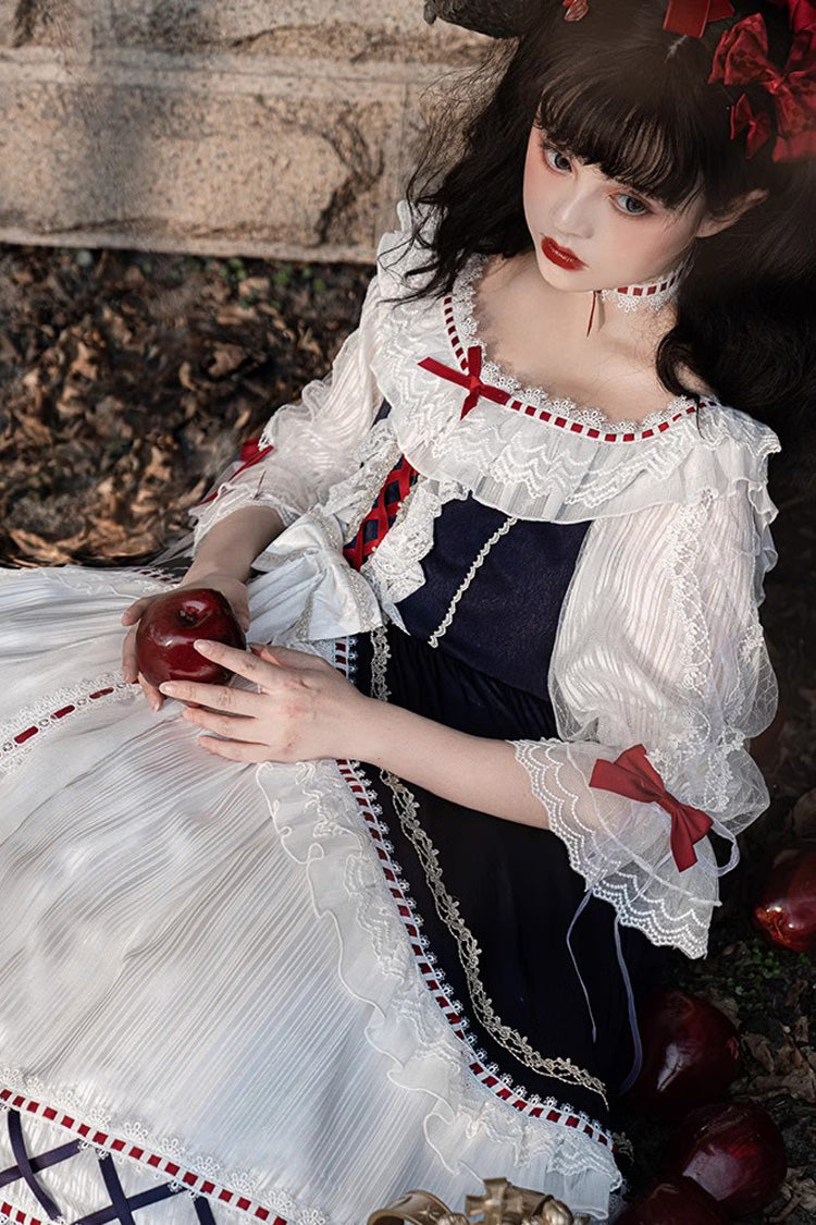 Lolita Dress - White/blue Gorgeous White Snow, 2 Colors, Ruffled, Layered, Sweet Style - additional product view 4