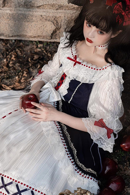 Lolita Dress - White/blue Gorgeous White Snow, 2 Colors, Ruffled, Layered, Sweet Style - additional product view 4