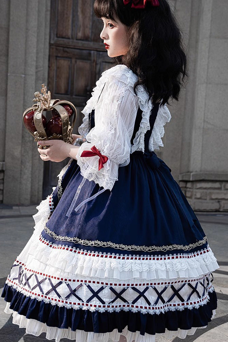 Lolita Dress - White/blue Gorgeous White Snow, 2 Colors, Ruffled, Layered, Sweet Style - additional product view 5