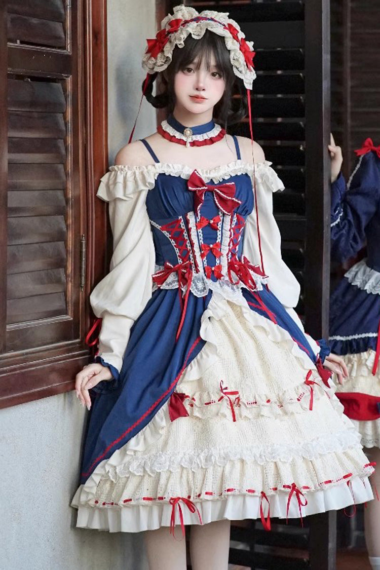 Lolita Dress - White/blue Snow White Love Song, 2 Colors, Long Sleeves, Sweet Style - additional product view 4