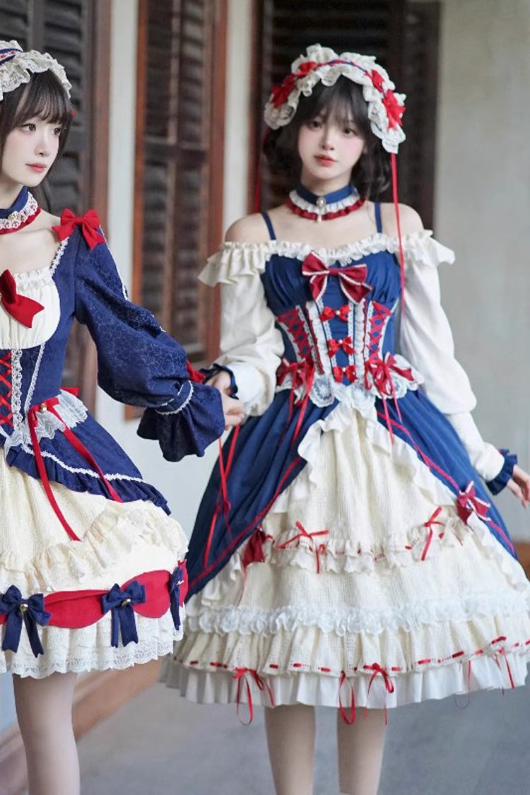 Lolita Dress - White/blue Snow White Love Song, 2 Colors, Long Sleeves, Sweet Style - additional product view 5