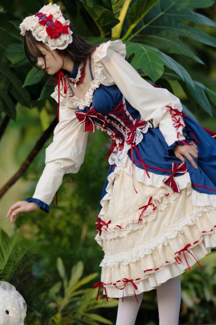 Lolita Dress - White/blue Snow White Love Song, 2 Colors, Long Sleeves, Sweet Style - additional product view 6