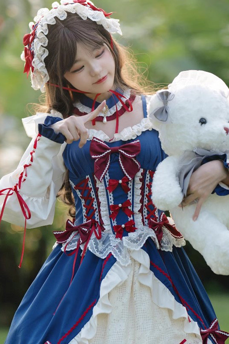 Lolita Dress - White/blue Snow White Love Song, 2 Colors, Long Sleeves, Sweet Style - additional product view 7
