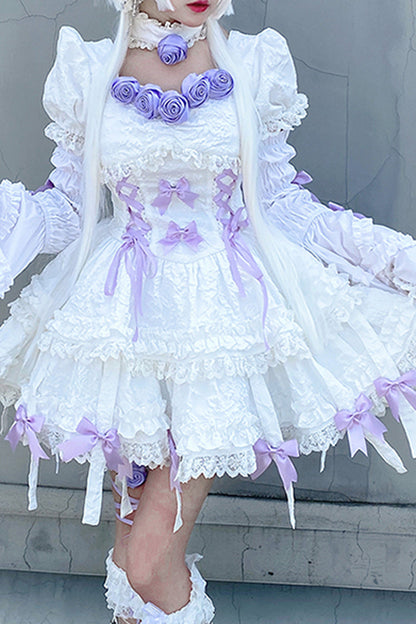 Lolita Dress - White/purple Puff, 2 Colors, Gothic Style, Layered - additional product view 2