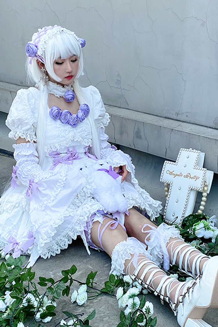 Lolita Dress - White/purple Puff, 2 Colors, Gothic Style, Layered - additional product view 6