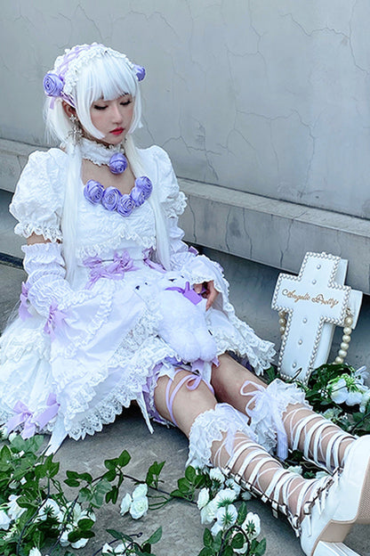 Lolita Dress - White/purple Puff, 2 Colors, Gothic Style, Layered - additional product view 6