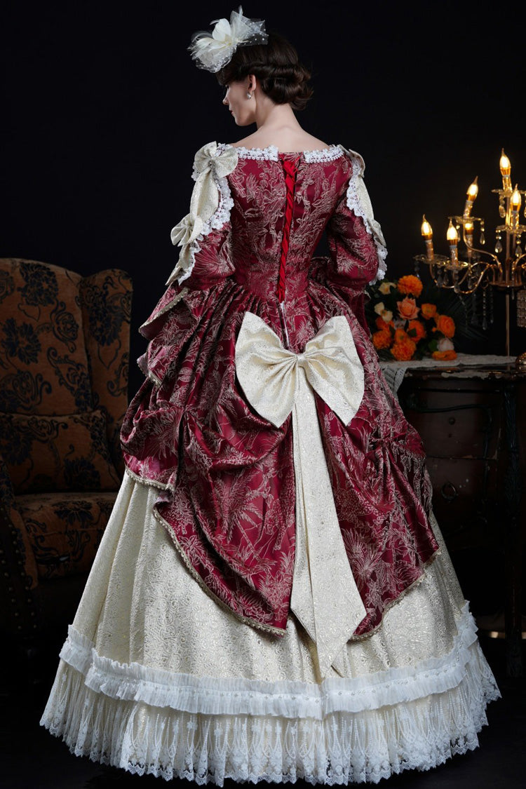 Lolita Dress - Wine/ivory, Ivory, Long Sleeves, Classic Style, Victorian Style - additional product view 3