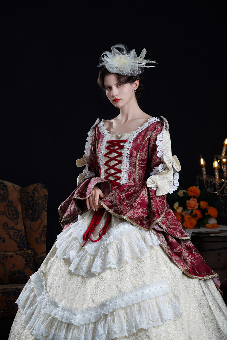 Lolita Dress - Wine/ivory, Ivory, Long Sleeves, Classic Style, Victorian Style - additional product view 5