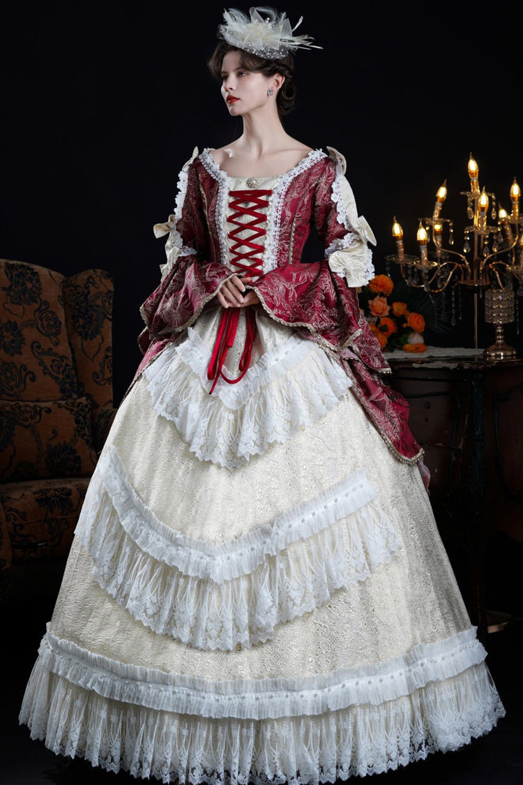 Lolita Dress - Wine/ivory, Ivory, Long Sleeves, Classic Style, Victorian Style - additional product view 6