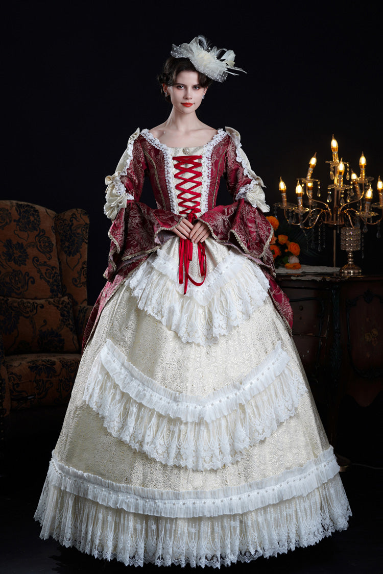 Lolita Dress - Wine/ivory, Ivory, Long Sleeves, Classic Style, Victorian Style - main product image