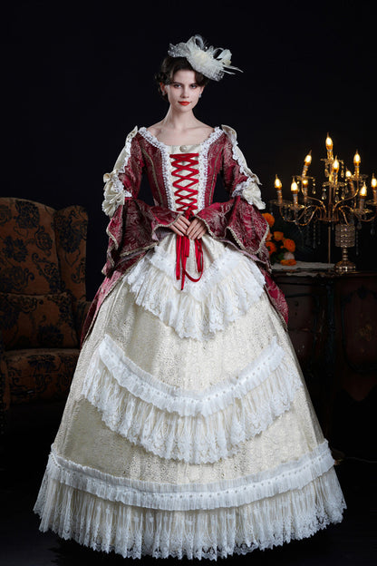 Lolita Dress - Wine/ivory, Ivory, Long Sleeves, Classic Style, Victorian Style - main product image