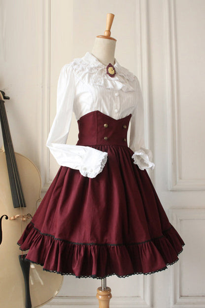 Lolita Dress - Wine Vintage, Wine, High Waist, Gothic Style - Kawaii Statement Dress - additional product view 2