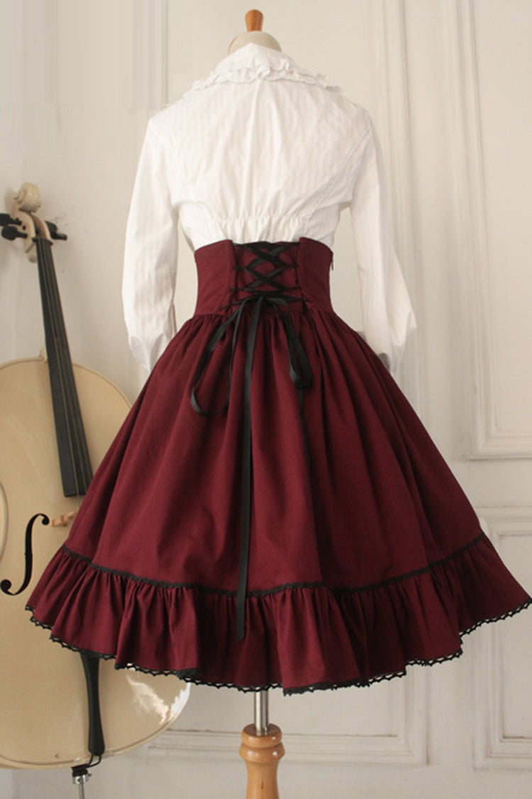 Lolita Dress - Wine Vintage, Wine, High Waist, Gothic Style - Kawaii Statement Dress - additional product view 3