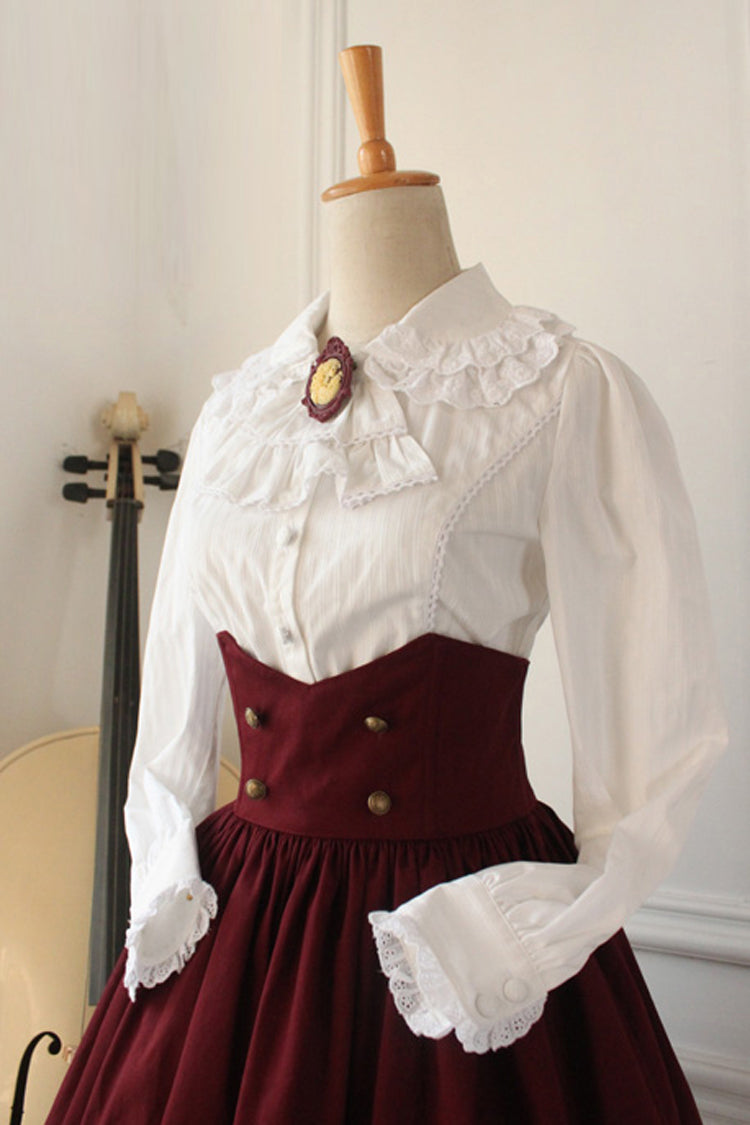 Lolita Dress - Wine Vintage, Wine, High Waist, Gothic Style - Kawaii Statement Dress - additional product view 4