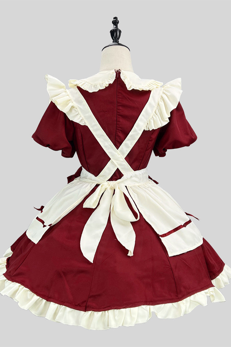 Lolita Dress - Wine/white, White, Plus Size, Ruffled, Sweet Style - additional product view 2