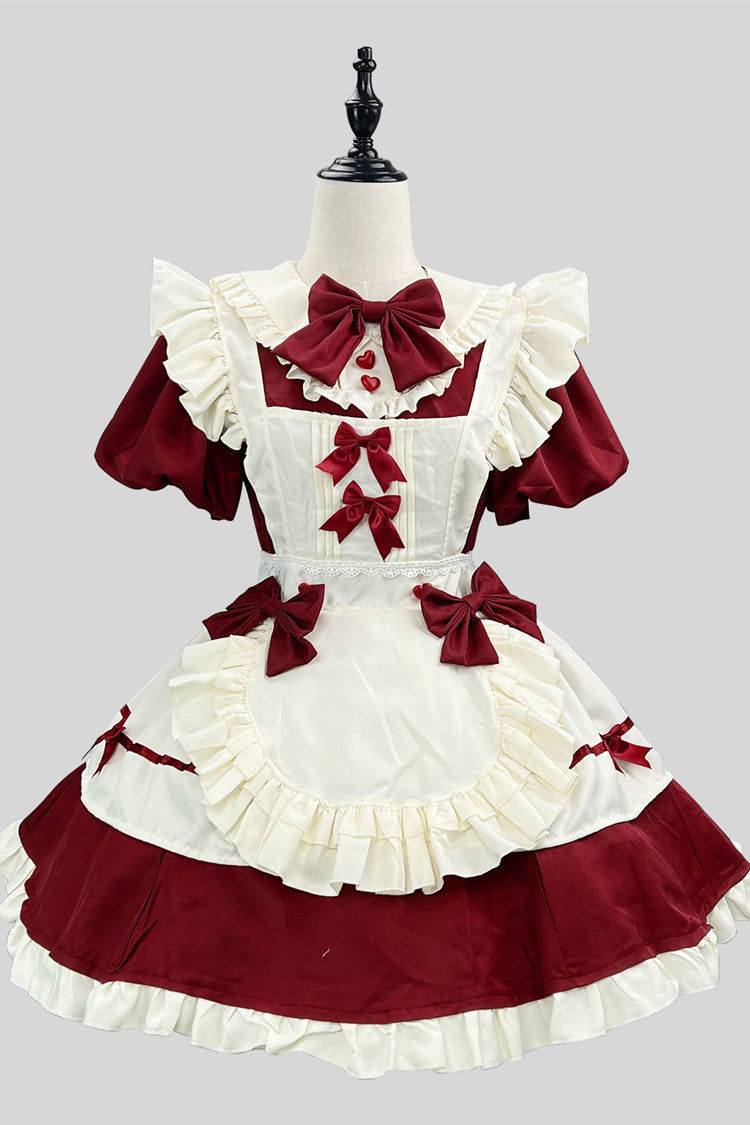 Lolita Dress - Wine/white, White, Plus Size, Ruffled, Sweet Style - main product image