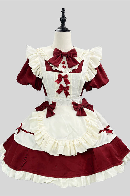 Lolita Dress - Wine/white, White, Plus Size, Ruffled, Sweet Style - main product image
