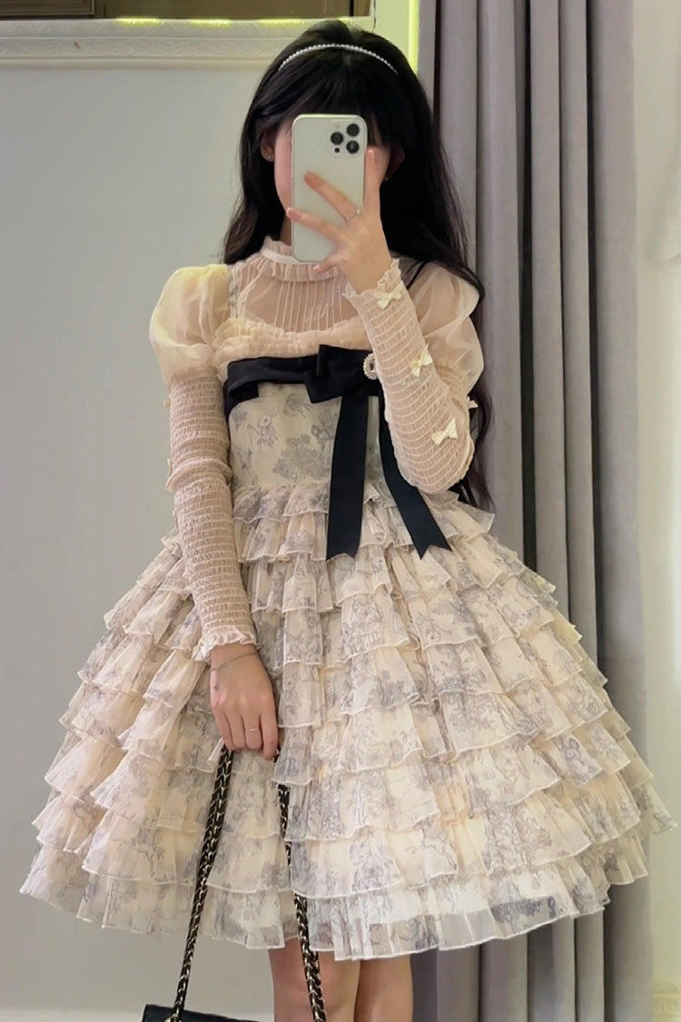 Lolita Dress - Wonderland Travels, Multi-Color, Sweet Style, Bow Detail, Ruffled - additional product view 2