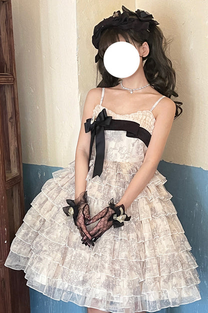 Lolita Dress - Wonderland Travels, Multi-Color, Sweet Style, Bow Detail, Ruffled - additional product view 3
