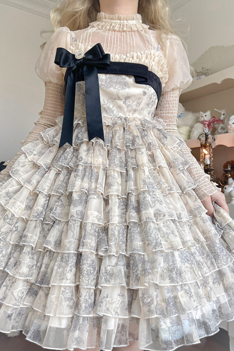 Lolita Dress - Wonderland Travels, Multi-Color, Sweet Style, Bow Detail, Ruffled - additional product view 4