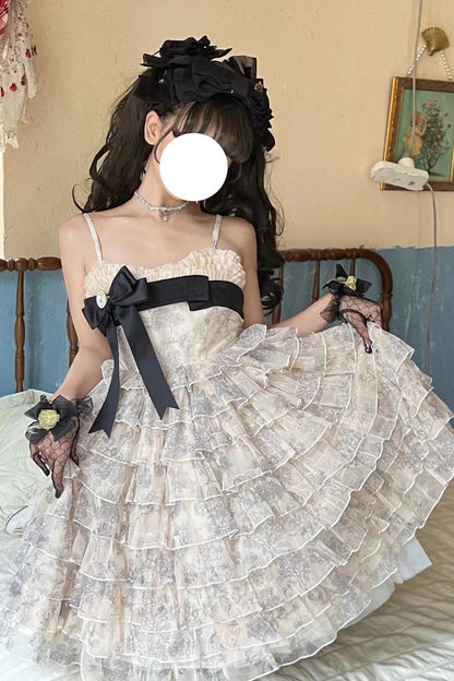 Lolita Dress - Wonderland Travels, Multi-Color, Sweet Style, Bow Detail, Ruffled - additional product view 5