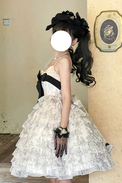 Lolita Dress - Wonderland Travels, Multi-Color, Sweet Style, Bow Detail, Ruffled - additional product view 12