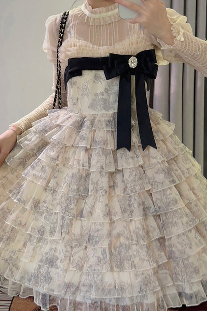 Lolita Dress - Wonderland Travels, Multi-Color, Sweet Style, Bow Detail, Ruffled - additional product view 14