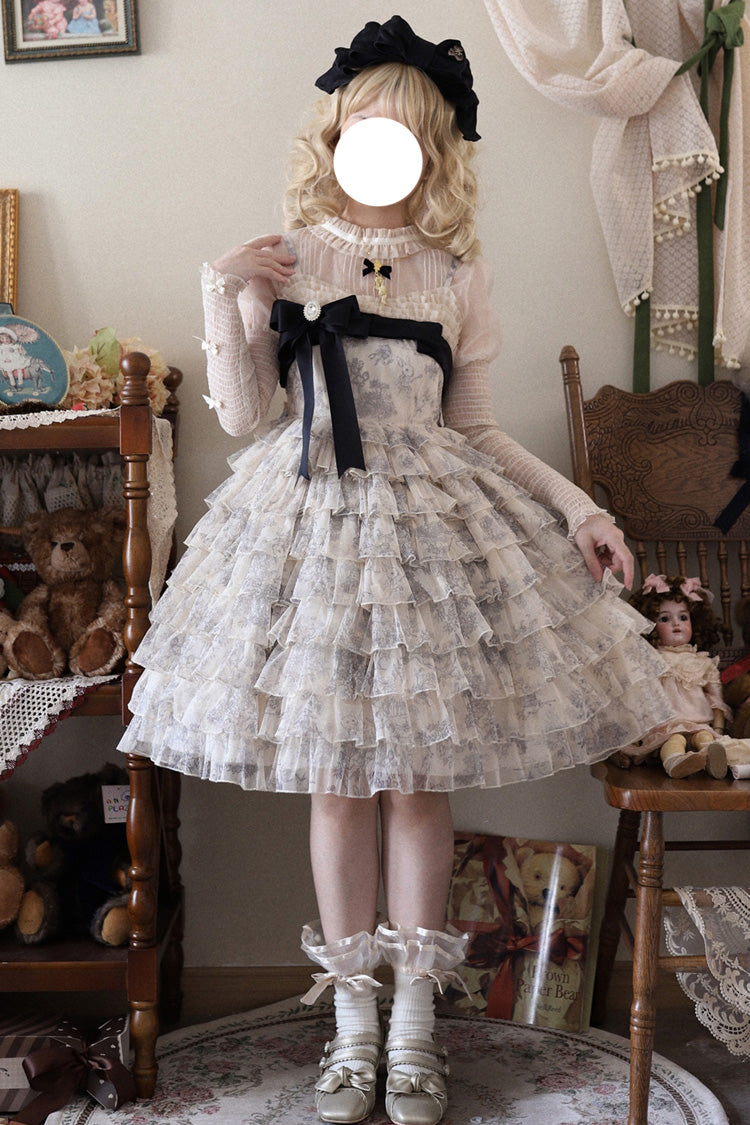 Lolita Dress - Wonderland Travels, Multi-Color, Sweet Style, Bow Detail, Ruffled - main product image