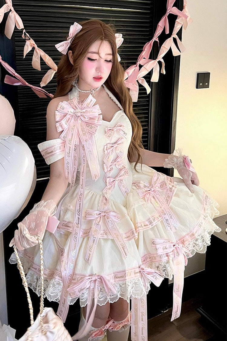 Lolita Dress - Young Lady, Pink, Halterneck, Sweet Style, Bow Detail - additional product view 2