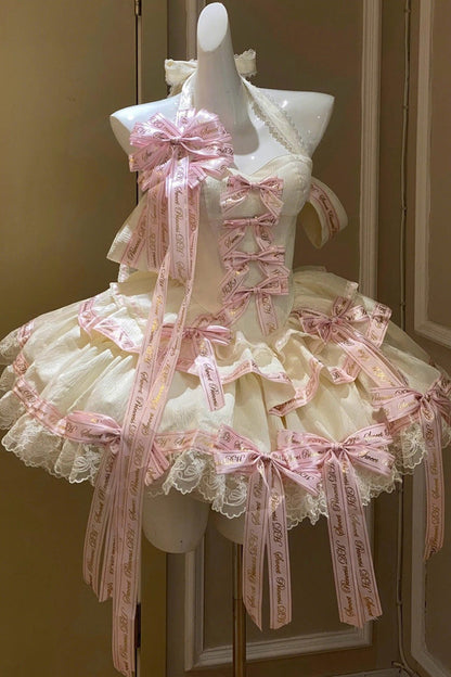 Lolita Dress - Young Lady, Pink, Halterneck, Sweet Style, Bow Detail - additional product view 3