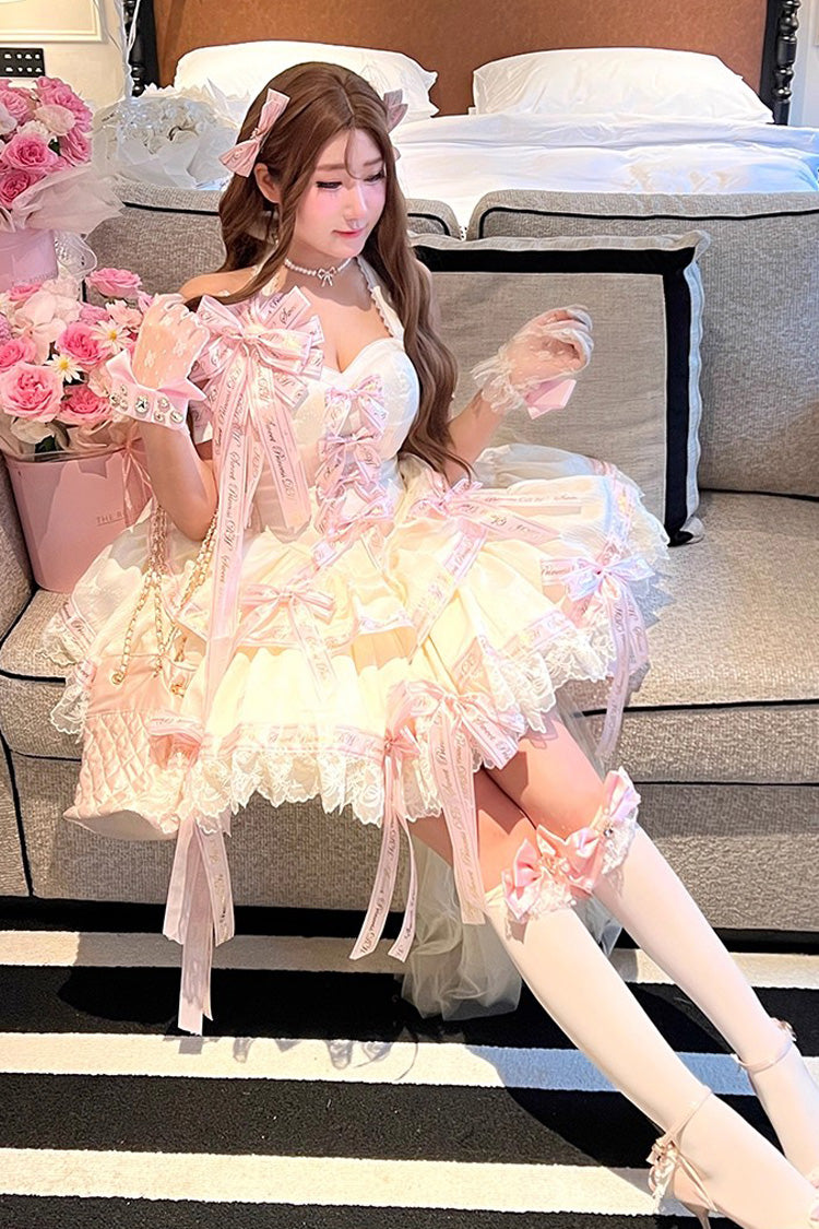Lolita Dress - Young Lady, Pink, Halterneck, Sweet Style, Bow Detail - additional product view 6