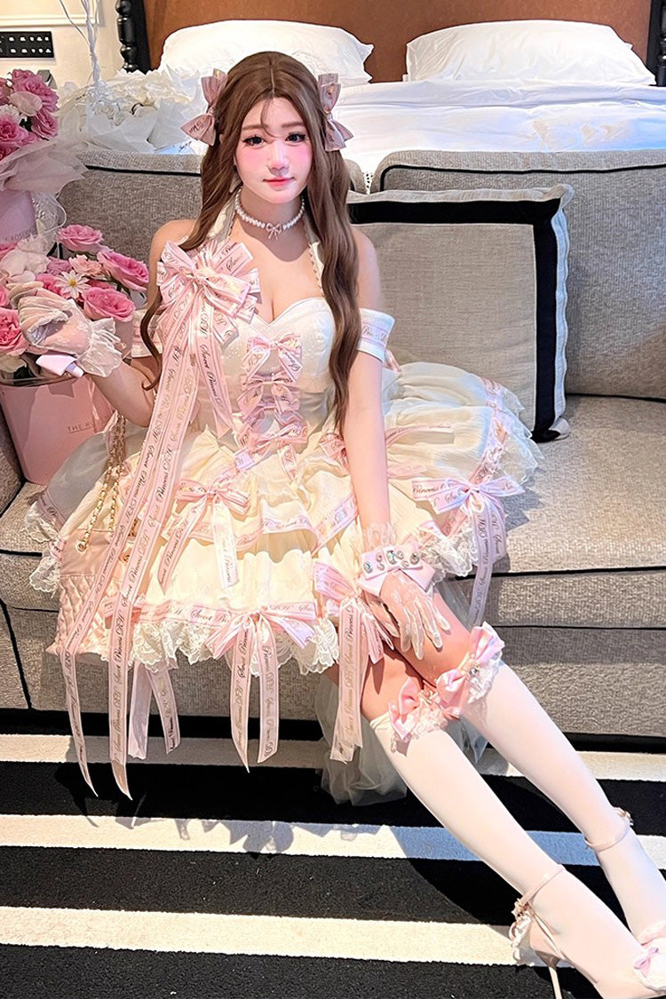 Lolita Dress - Young Lady, Pink, Halterneck, Sweet Style, Bow Detail - additional product view 7