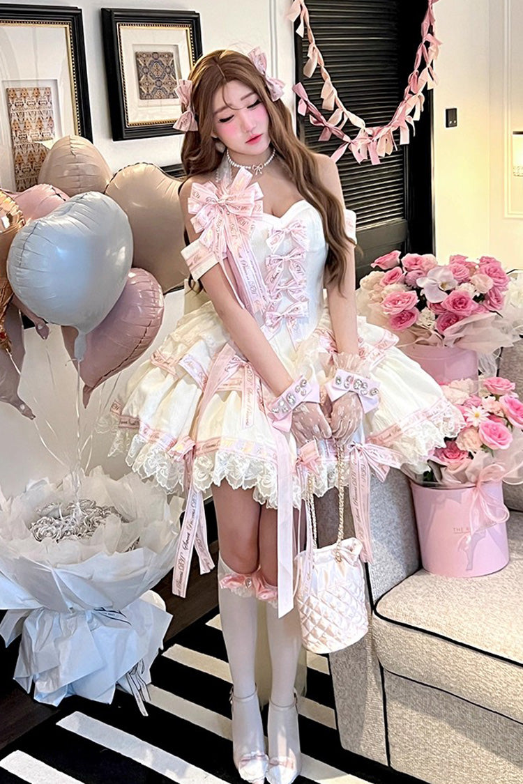 Lolita Dress - Young Lady, Pink, Halterneck, Sweet Style, Bow Detail - additional product view 8