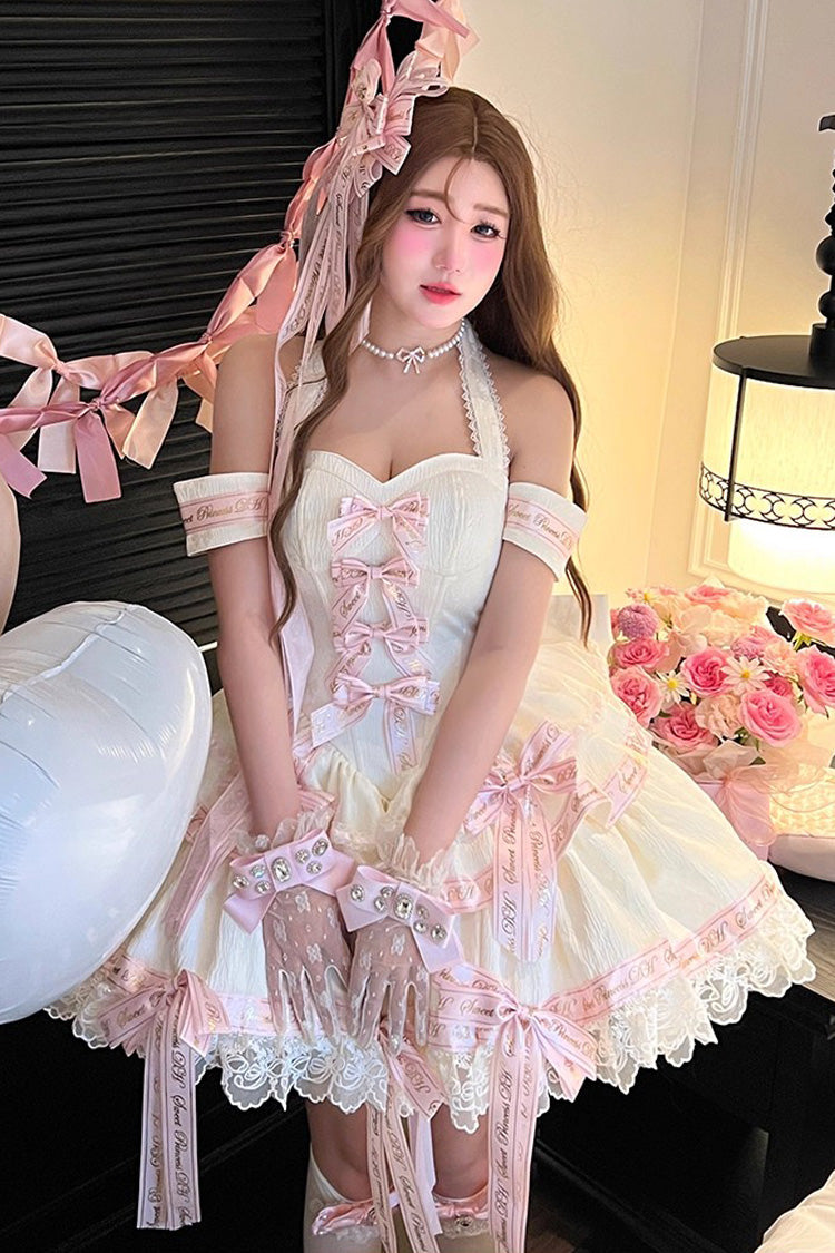 Lolita Dress - Young Lady, Pink, Halterneck, Sweet Style, Bow Detail - main product image