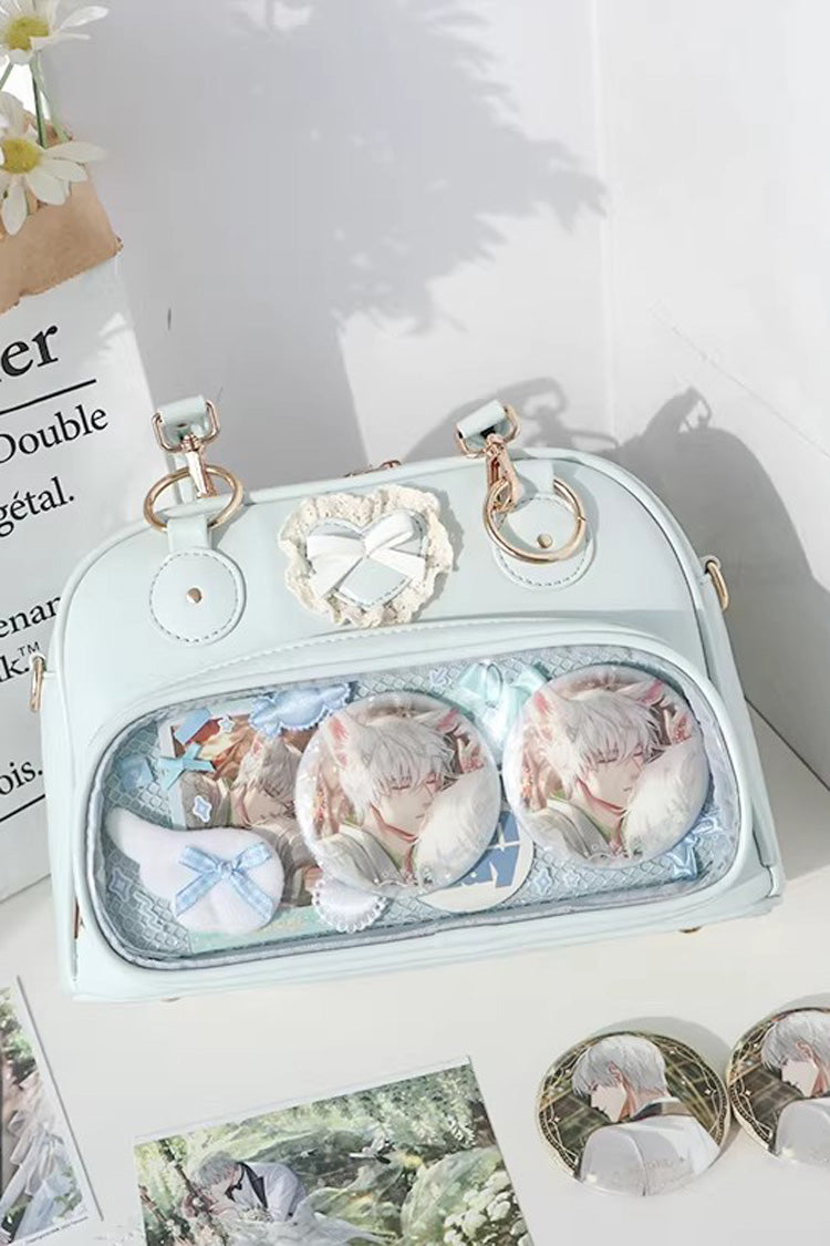Lolita Itabag - Anime-style Transparent Bow, 5 Colors, Bow Detail, Sweet Style - One-Size Blue option