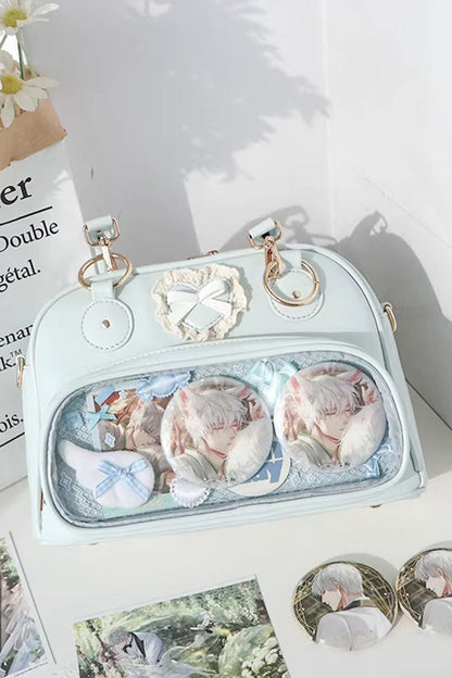 Lolita Itabag - Anime-style Transparent Bow, 5 Colors, Bow Detail, Sweet Style - One-Size Blue option