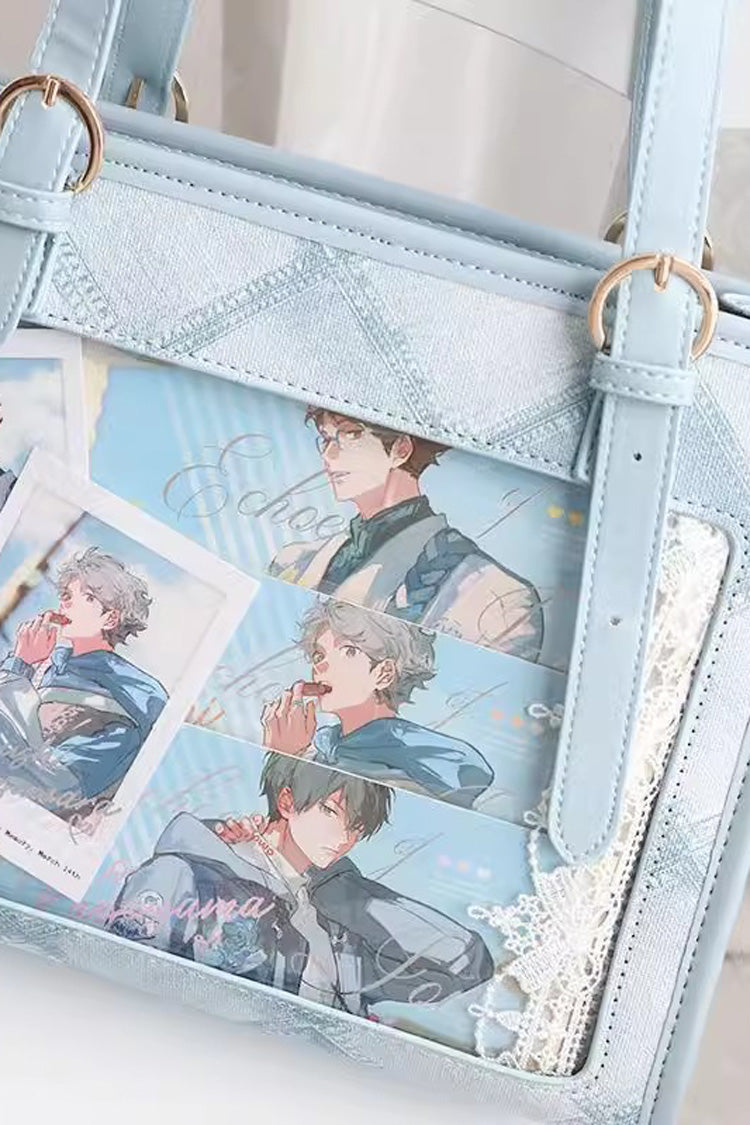Lolita Itabag - Diamond Print, 4 Colors, Sweet Style, Printed - One-Size Light-Blue option