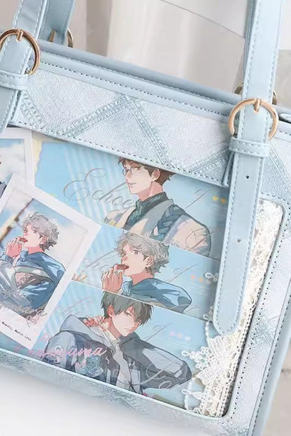 Lolita Itabag - Diamond Print, 4 Colors, Sweet Style, Printed - One-Size Light-Blue option