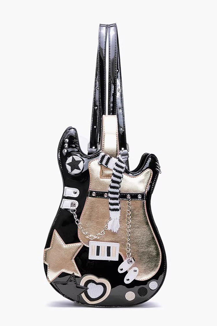 Lolita Itabag - Guitar Heart Creative, 4 Colors, Embroidered, Sweet Style - One-Size Black/Gold option
