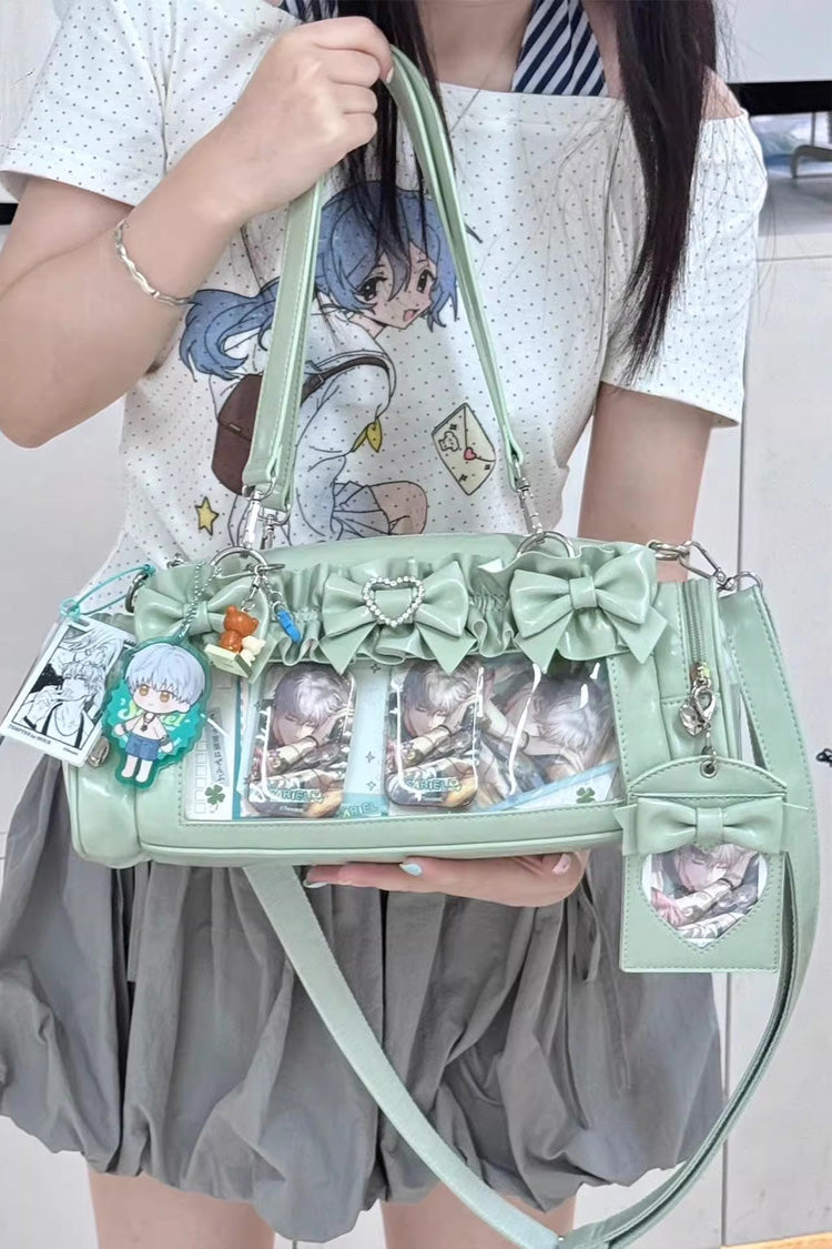 Lolita Itabag - Heart-shaped Metal Decoration, 5 Colors, Bow Detail, Sweet Style - One-Size Green option