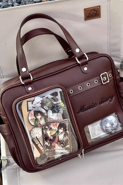 Lolita Itabag - Large Capacity Embroidered, 3 Colors, Classic Style - One-Size Brown option
