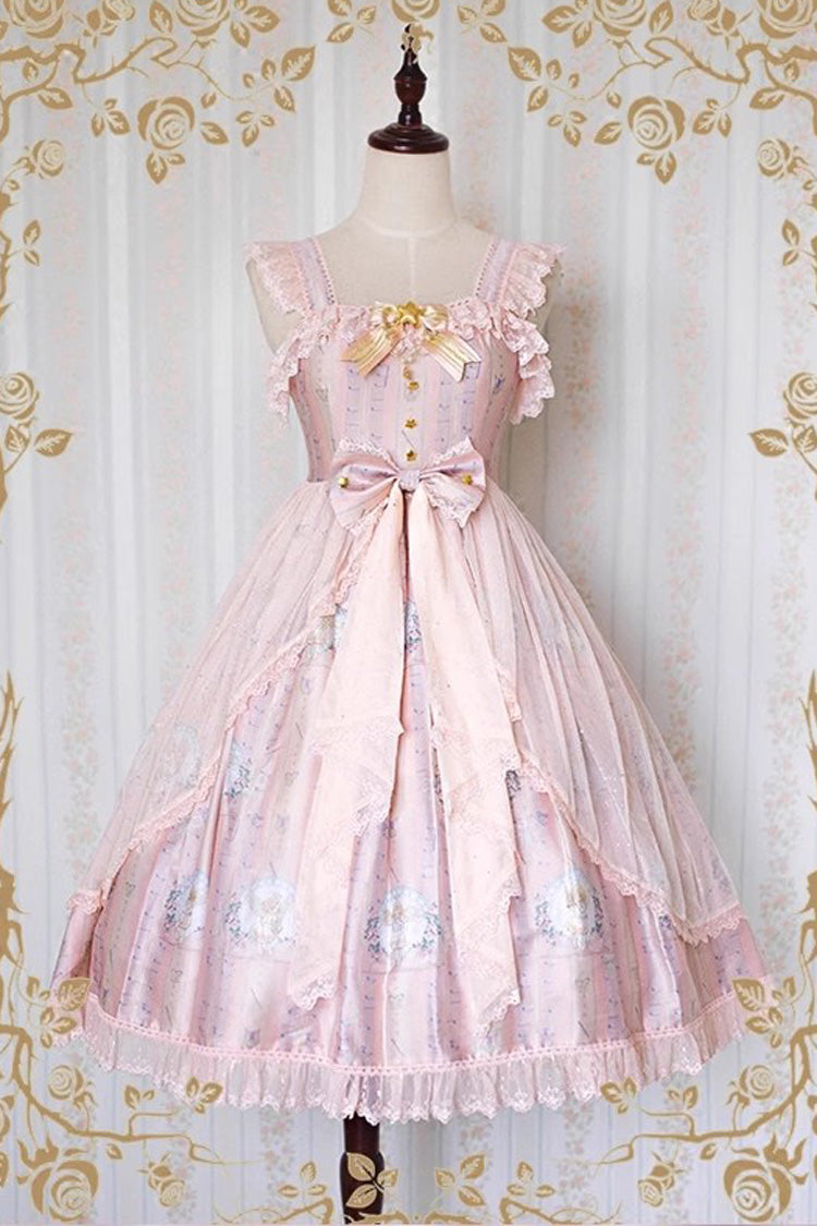 Lolita JSK Dress - Angel's Hymn, 2 Colors, Sweet Style, Bow Detail, Ruffled - S Pink / M Pink / L Pink option