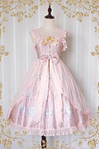 Lolita JSK Dress - Angel's Hymn, 2 Colors, Sweet Style, Bow Detail, Ruffled - S Pink / M Pink / L Pink option