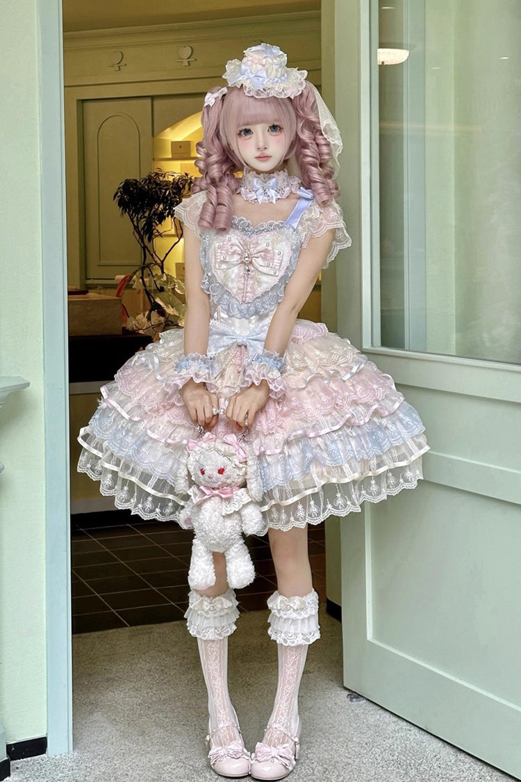 Lolita JSK Dress - Ballad Of Feathers, Rainbow Colors, Sweet Style, Bow Detail, Ruffled - additional product view 9