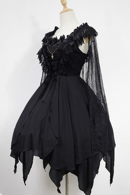 Lolita JSK Dress - Ballet Of The Dead, 2 Colors, Lace Trim, Embroidered, Layered - additional product view 2