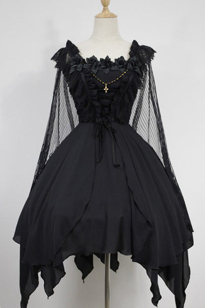 Lolita JSK Dress - Ballet Of The Dead, 2 Colors, Lace Trim, Embroidered, Layered - main product image