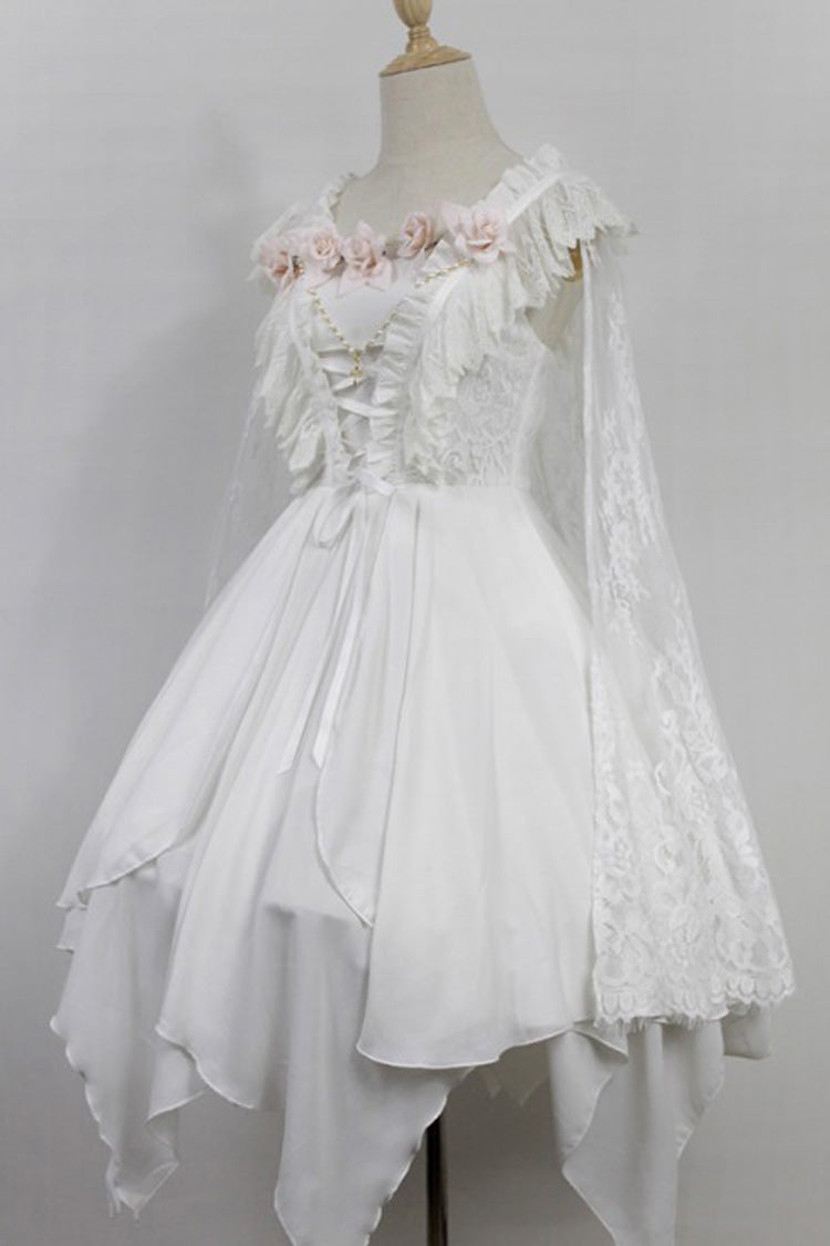 Lolita JSK Dress - Ballet Of The Dead, 2 Colors, Lace Trim, Embroidered, Layered - S White / M White / L White option